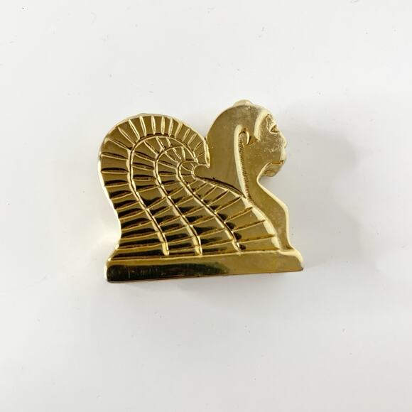 Vintage Sphinx Pavot Amun Solid Perfume Compact Gold Tone Egyptian Figural Rare - Picture 2 of 9